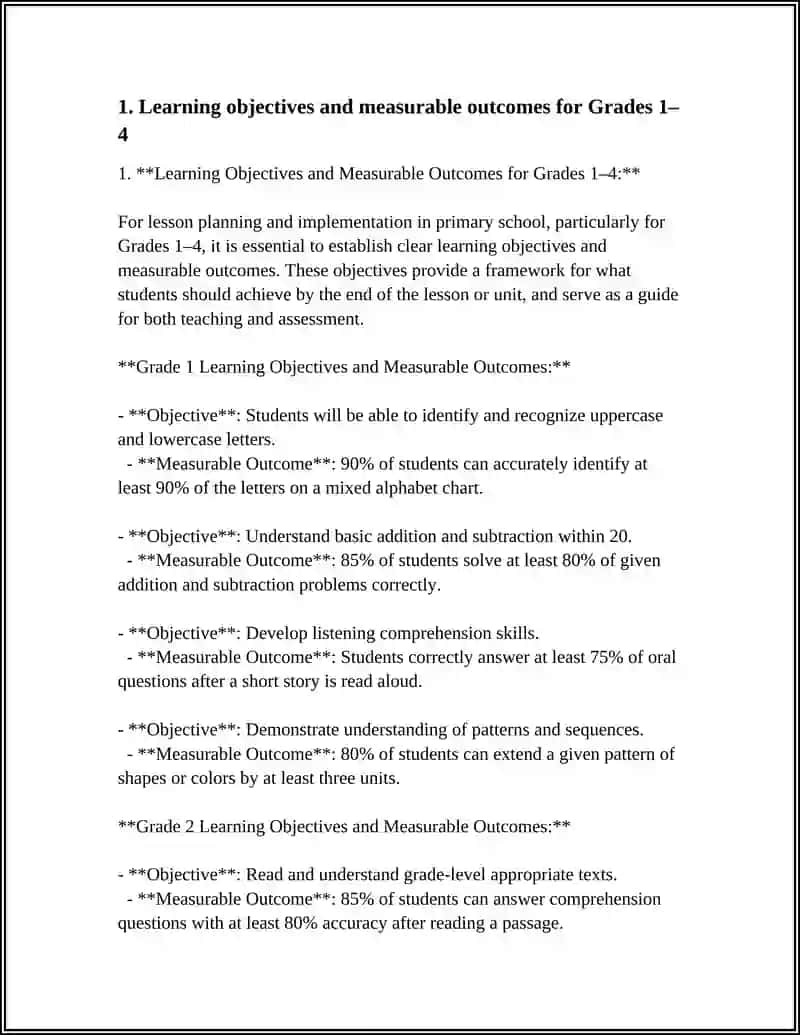 LESSON PLANNING AND IMPLEMENTATION FOR PRIMARY SCHOOL STUDENTS 3