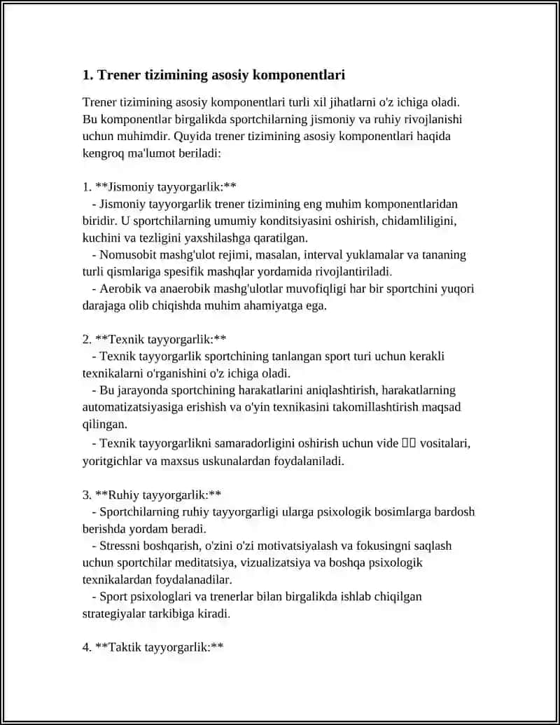 SPORT TAYYORGARLIGI TIZIMIDA TRENAJYOR 3