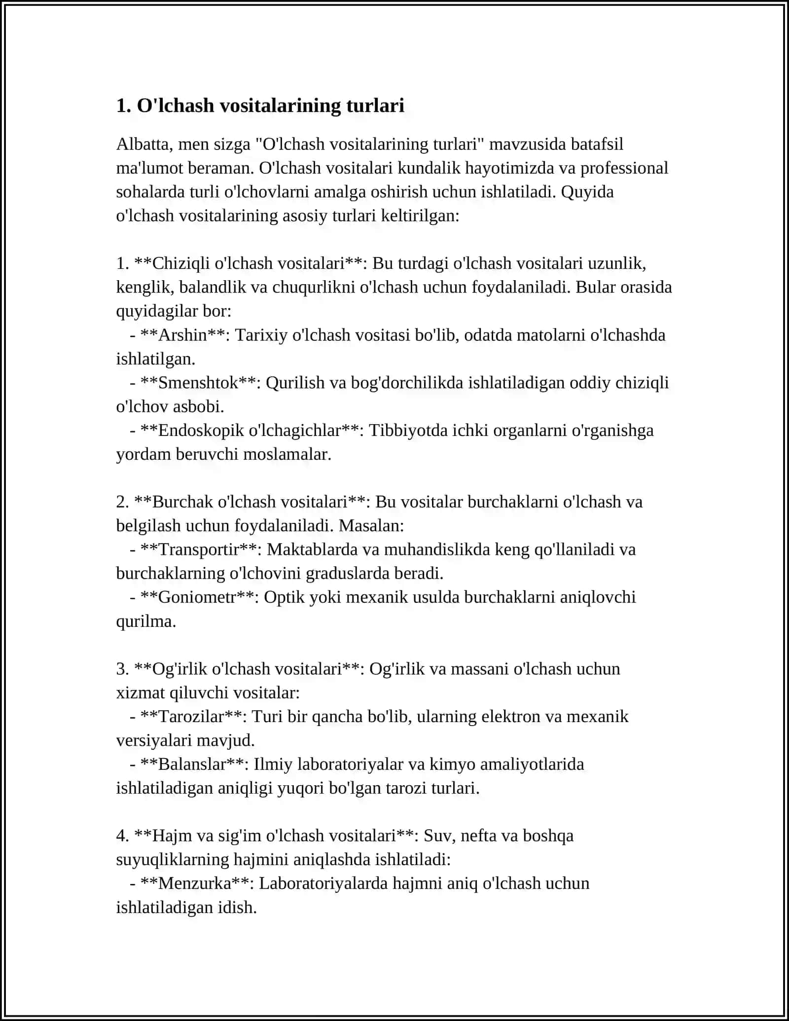 OʻLCHASH VOSITALARI VA ULARNING XUSUSIYATLARI 3