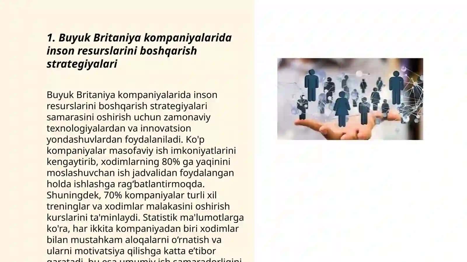 Inson resurslarini boshqarishda Buyuk Britaniya kompaniyalarining tajribasi va Oʻzbekistonda ijodiy foydalanish 3