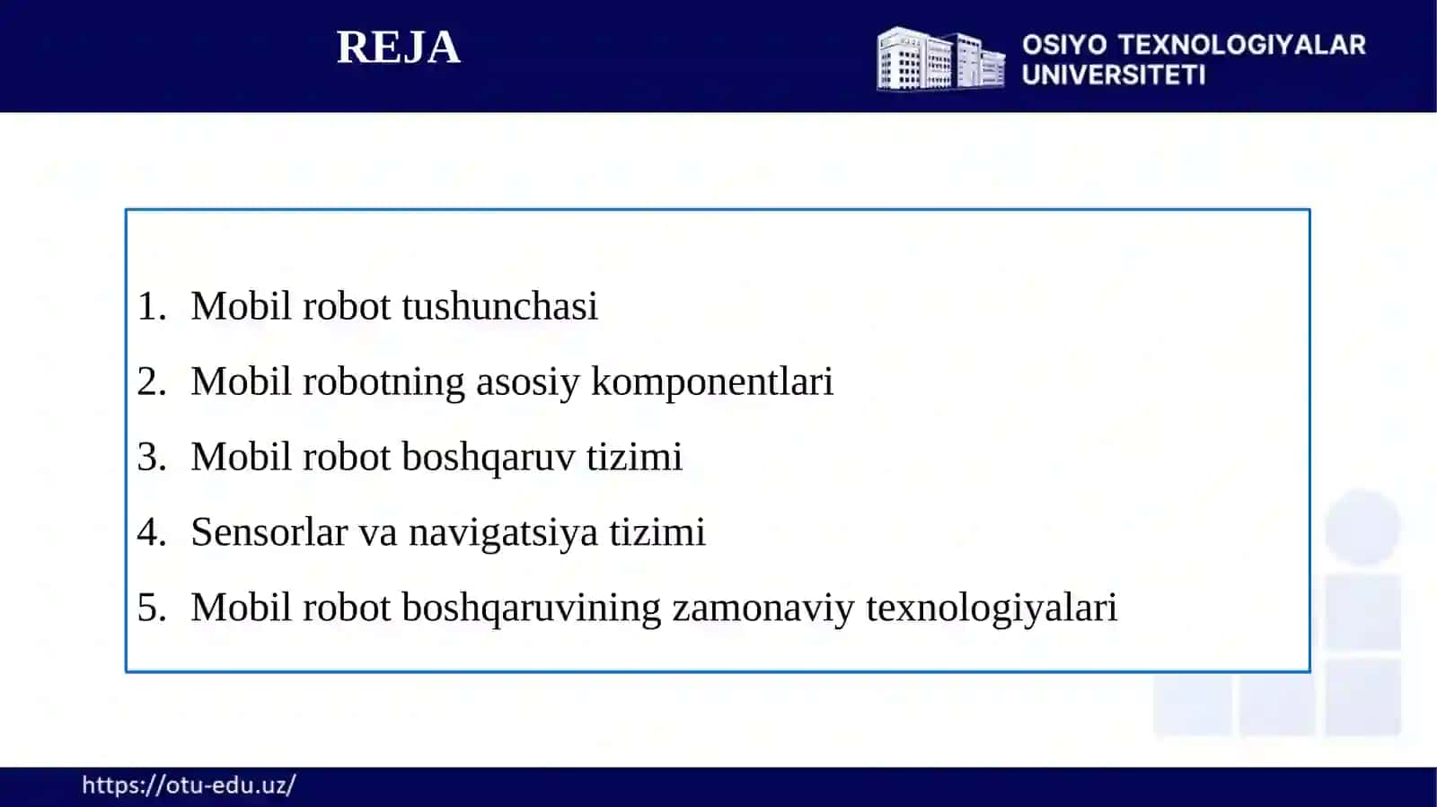 MOBIL ROBOTNING BOSHQARUV TIZIMLARI 3
