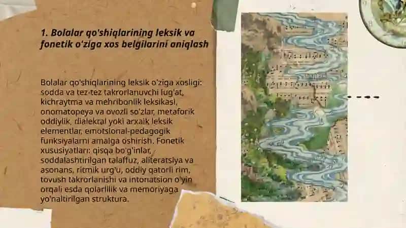 Bolalar folklori materiallari asosida mazkur folklor namunalarining o'ziga xos belgilarini aniqlash 3