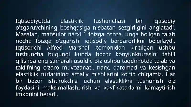 Talab va taklif elastikligi 3