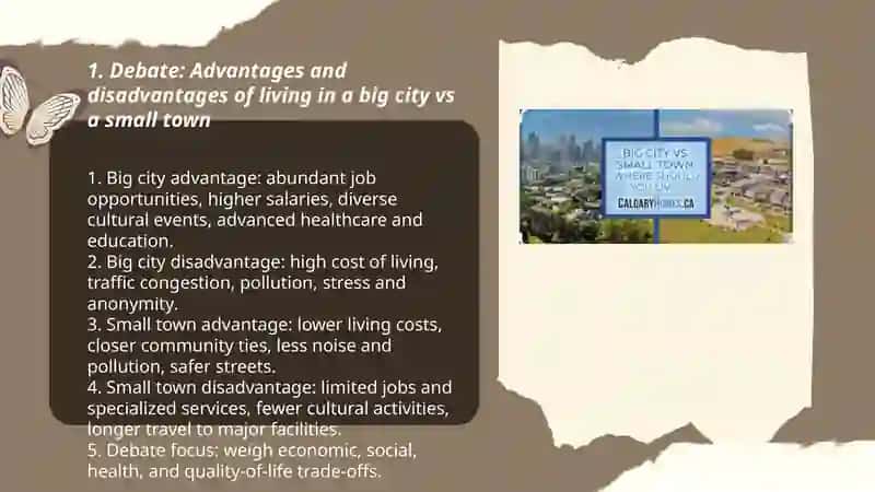 Living in a big city & a Small town mavzusida test munozalari savol va topshiriqlar tayyorlash 3