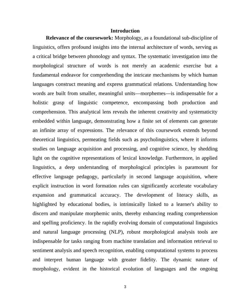 "MORPHOLOGICAL STRUCTURE OF THE WORD: TYPES AND CLASSES OF MORPHEMES" 3