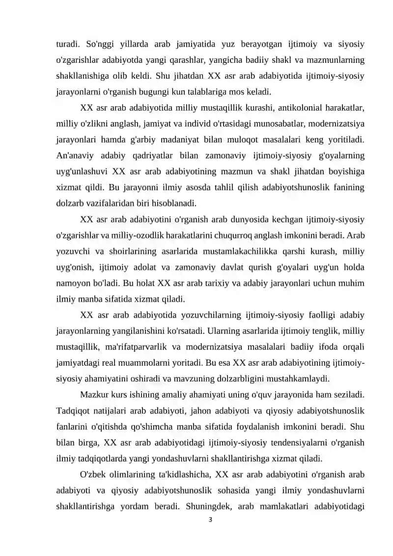XX asr Arab mamlakatlari adabiyotining ijtimoiy-siyosiy rivojlanishga ta’siri 3