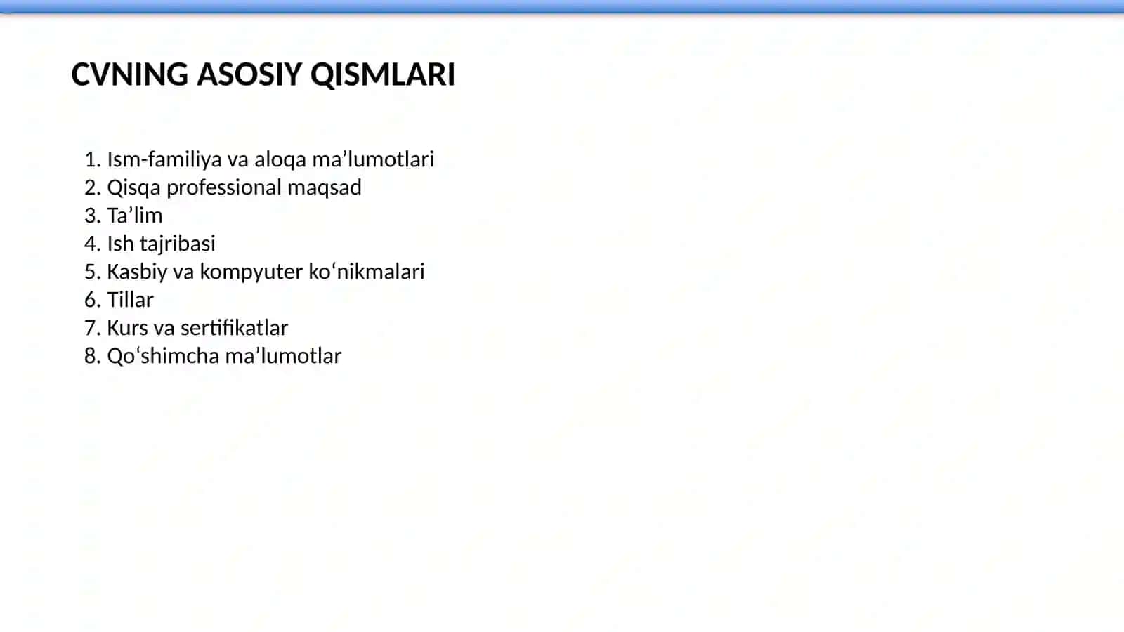 Ishga kirish uchun CV tayyorlash bo‘yicha amaliy qo‘llanma 3