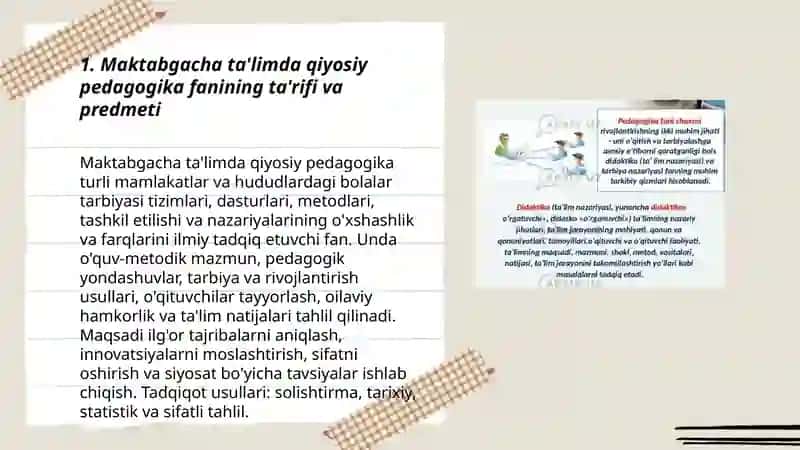 Maktabgacha ta'limda qiyosiy pedagogika fanining mazmuni va mohiyati predmeti 3