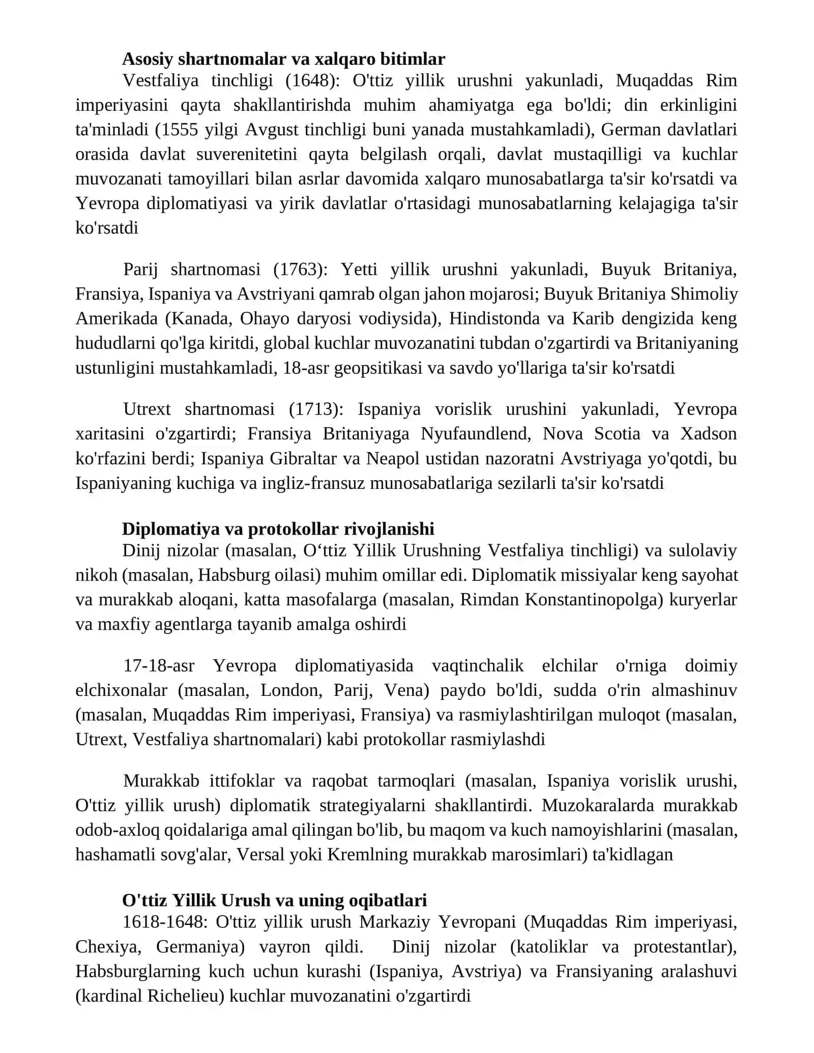 XVII-XVIII asrda Yevropada xalqaro munosabatlar va diplomatiya 3
