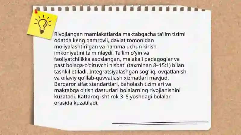 Rivojlangan mamlakatlarda maktabgacha ta'lim tizimi 3