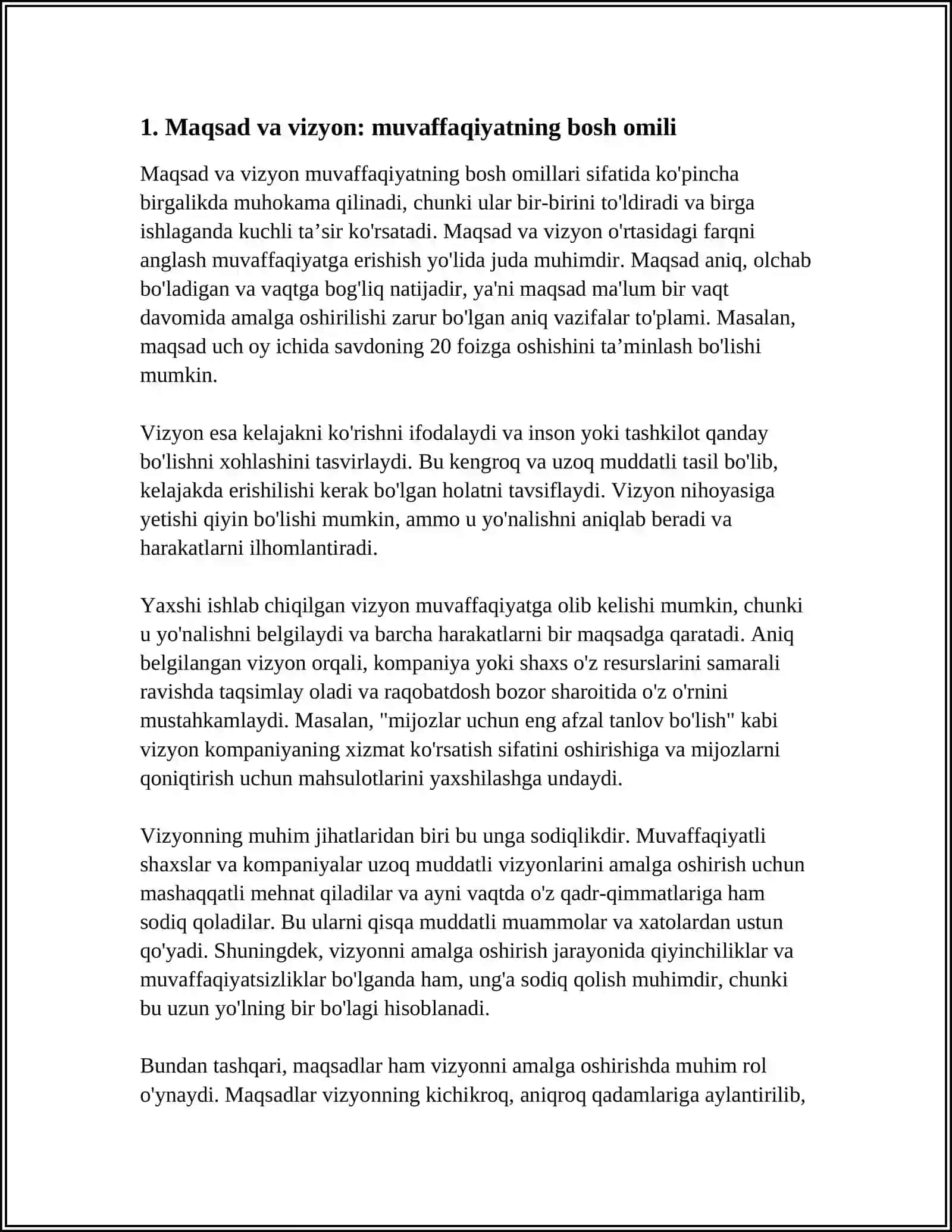 Muvaffaqiyatning kalit omili 3