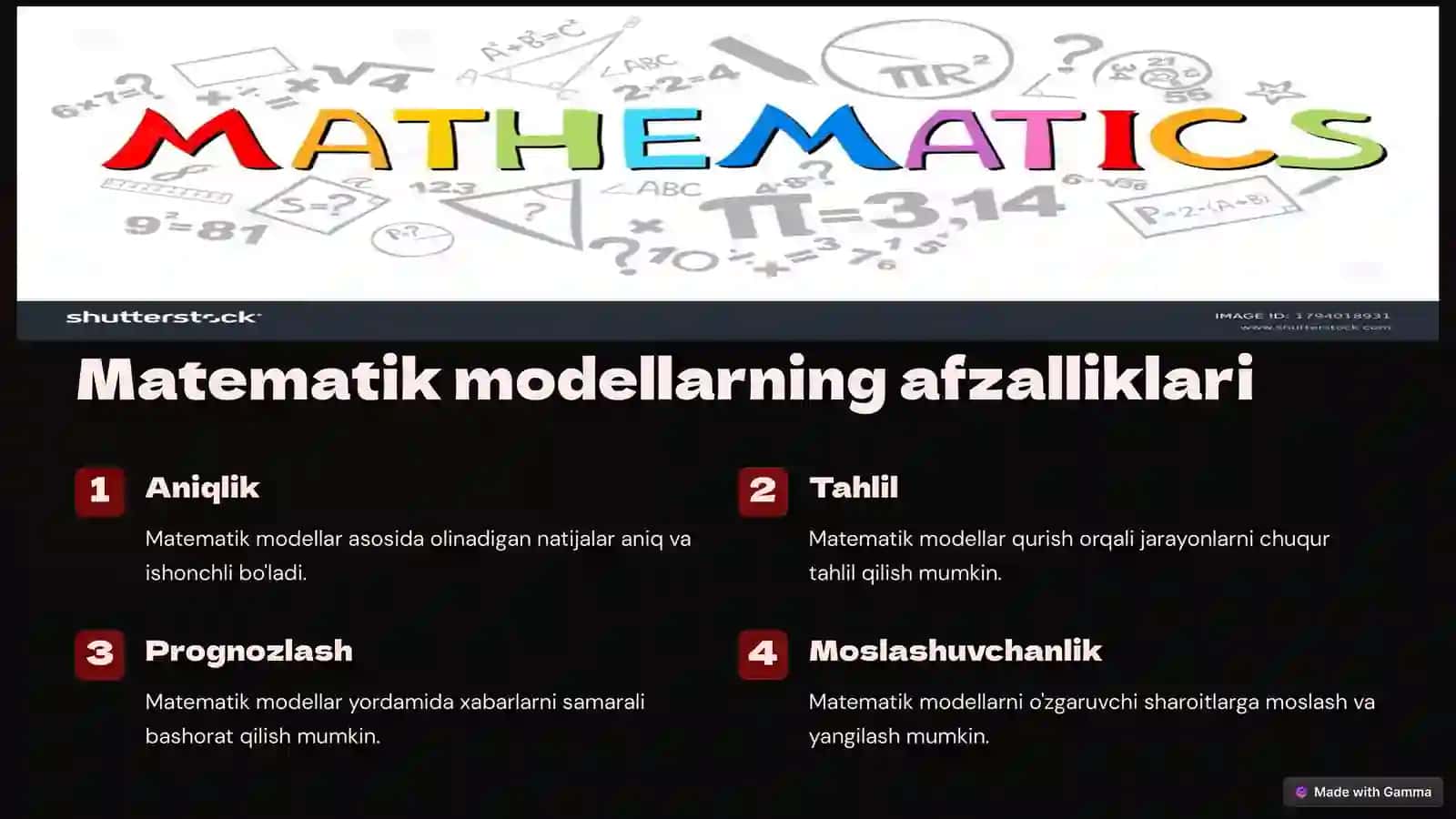 Matematik modellarning kasbiy sohalardagi tatbiqlari 3
