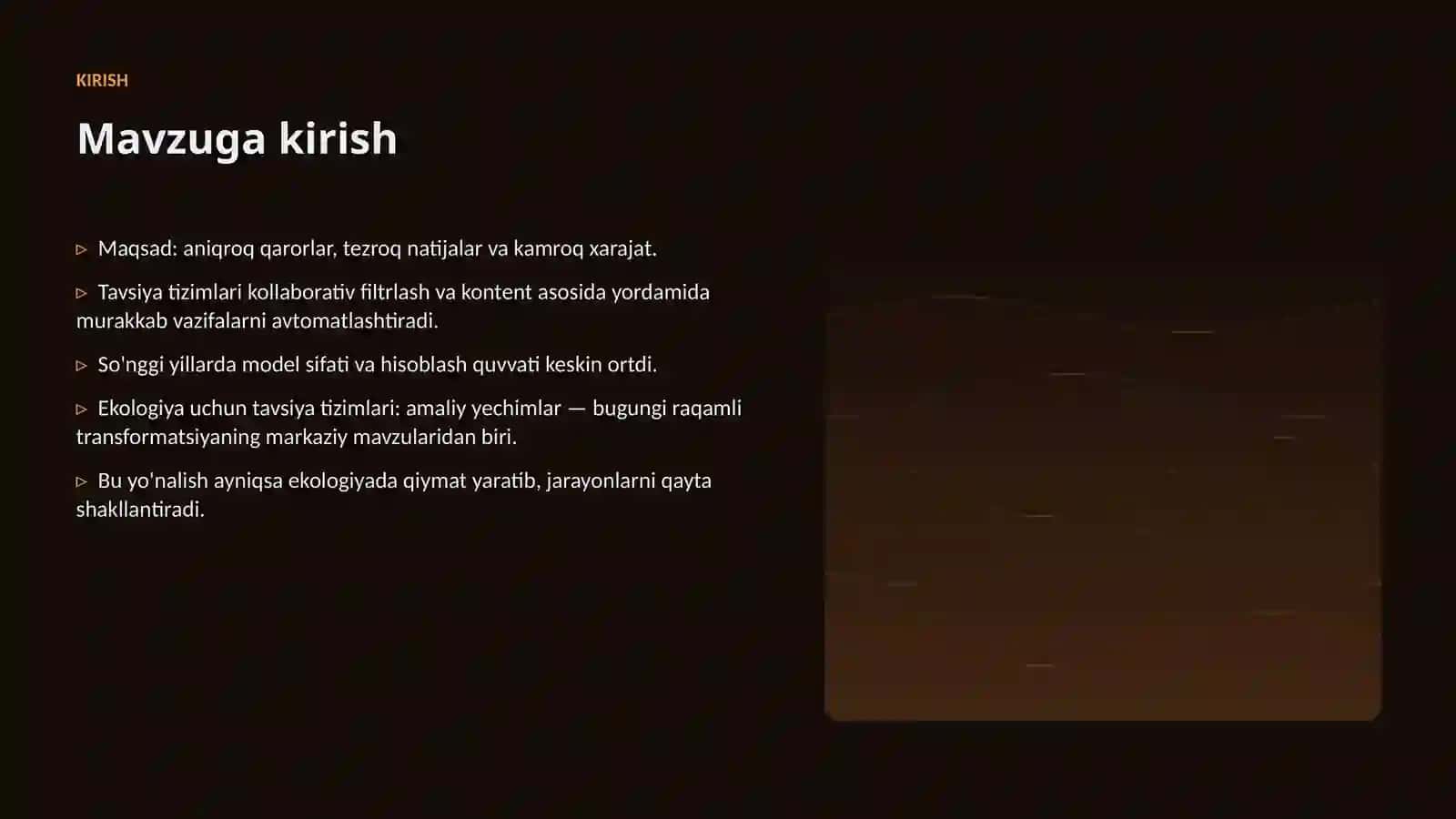 Ekologiya uchun tavsiya tizimlari: amaliy yechimlar 3