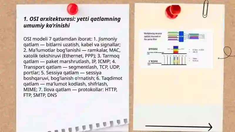Kompyuter tarmoqlarining asosiy arxitektura modellari(OSI va TCP |IP)hamda ulardagi protokollar 3