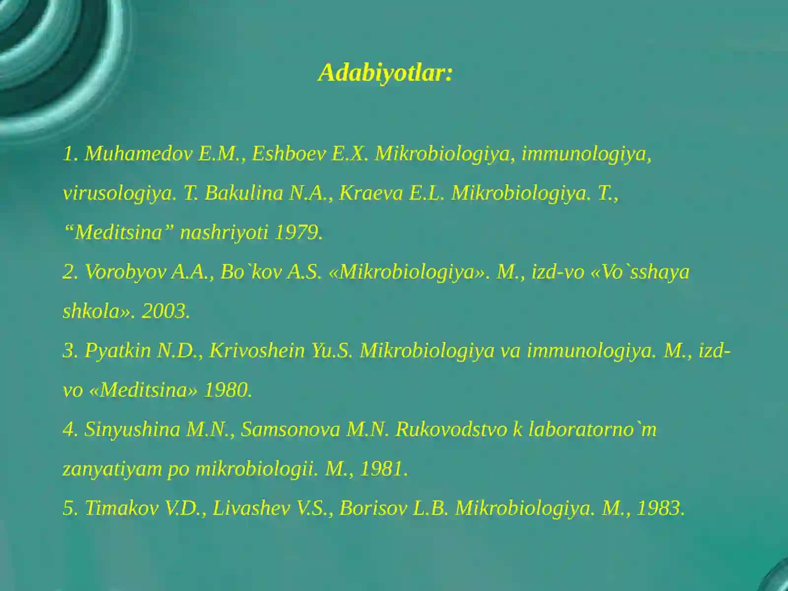 Infeksiya haqida ta’limot 3