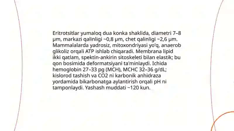 Eritrotsitlar funksiyasi. Eritrotsitlarni sonini sanash usullari 3
