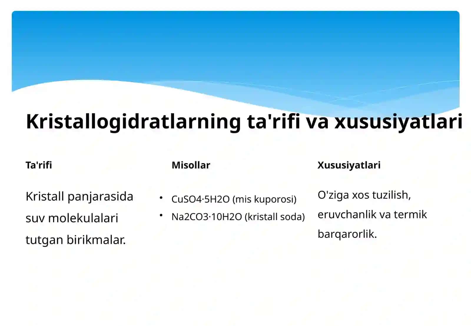 Kristallogidratlarning xosil bo'lish issiqligini o'rganish 3