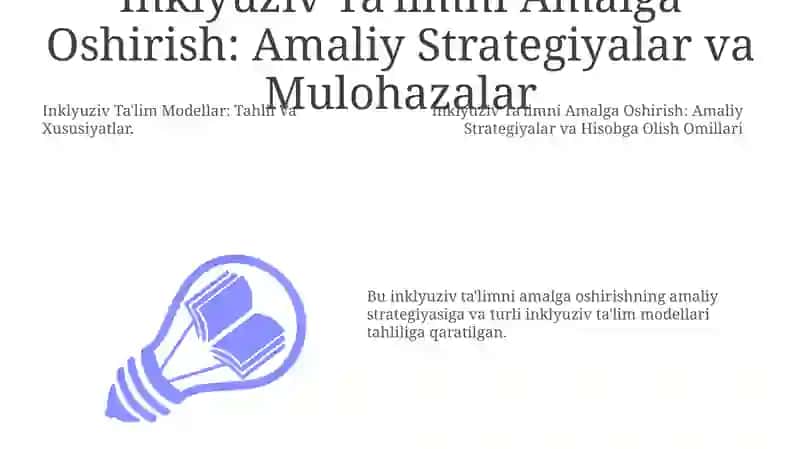 Inklyuziv Ta'lim Modellar: Tahlil Va Xususiyatlar 3