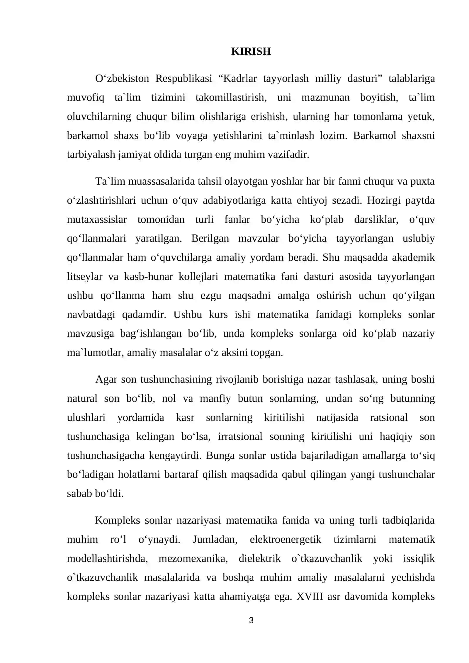 Compleks sonlar maydoni metodikasi 3