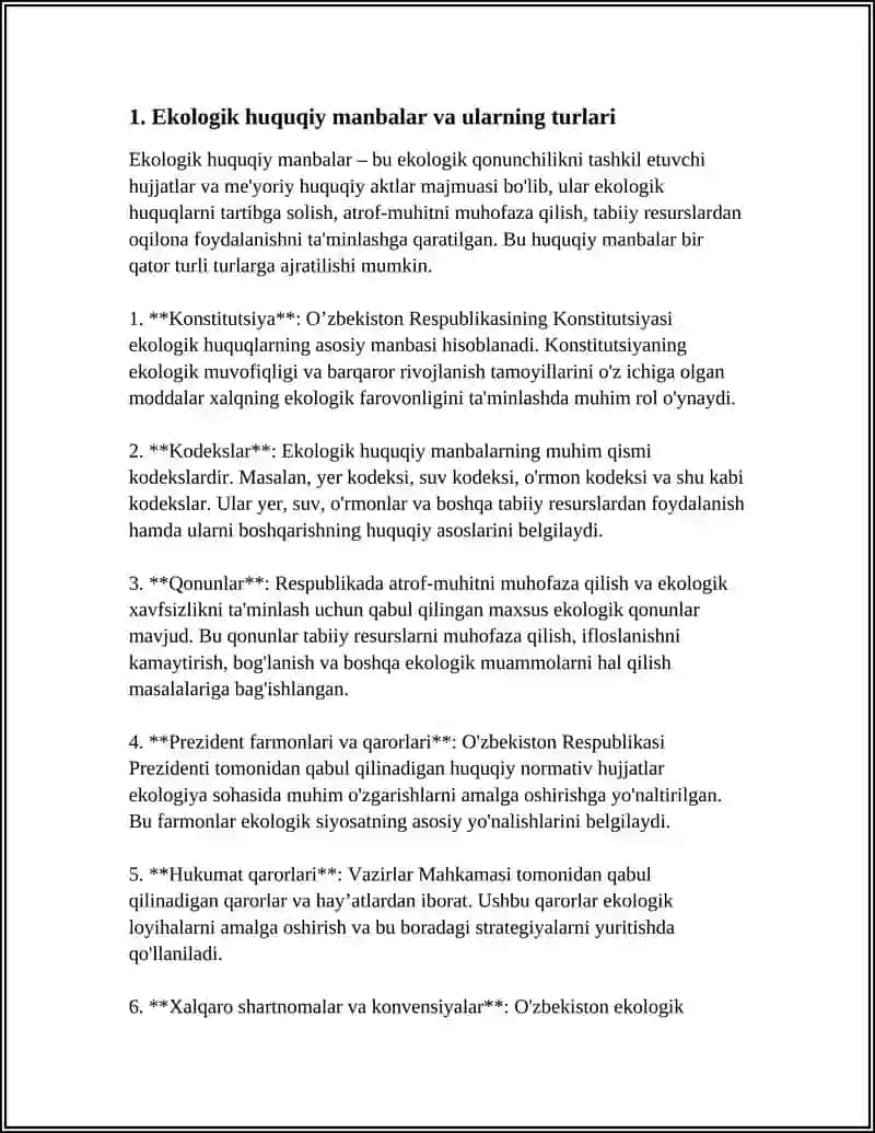 EKALOGIK HUQUQIY MANBALAR,EKALOGIK SIYOSAT 3