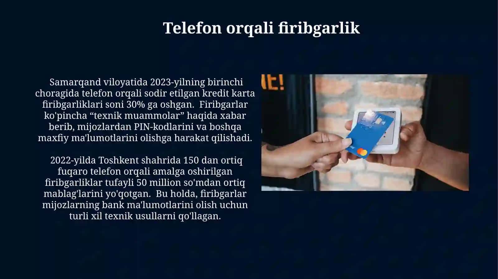 Debet, kredit va virtual kartalar bilan tovlamachiliklar va ularini oldiniolishyo'llari 3