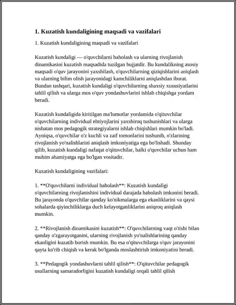 KUZATISH KUNDALIGI MAZMUNI TAHLILI 3
