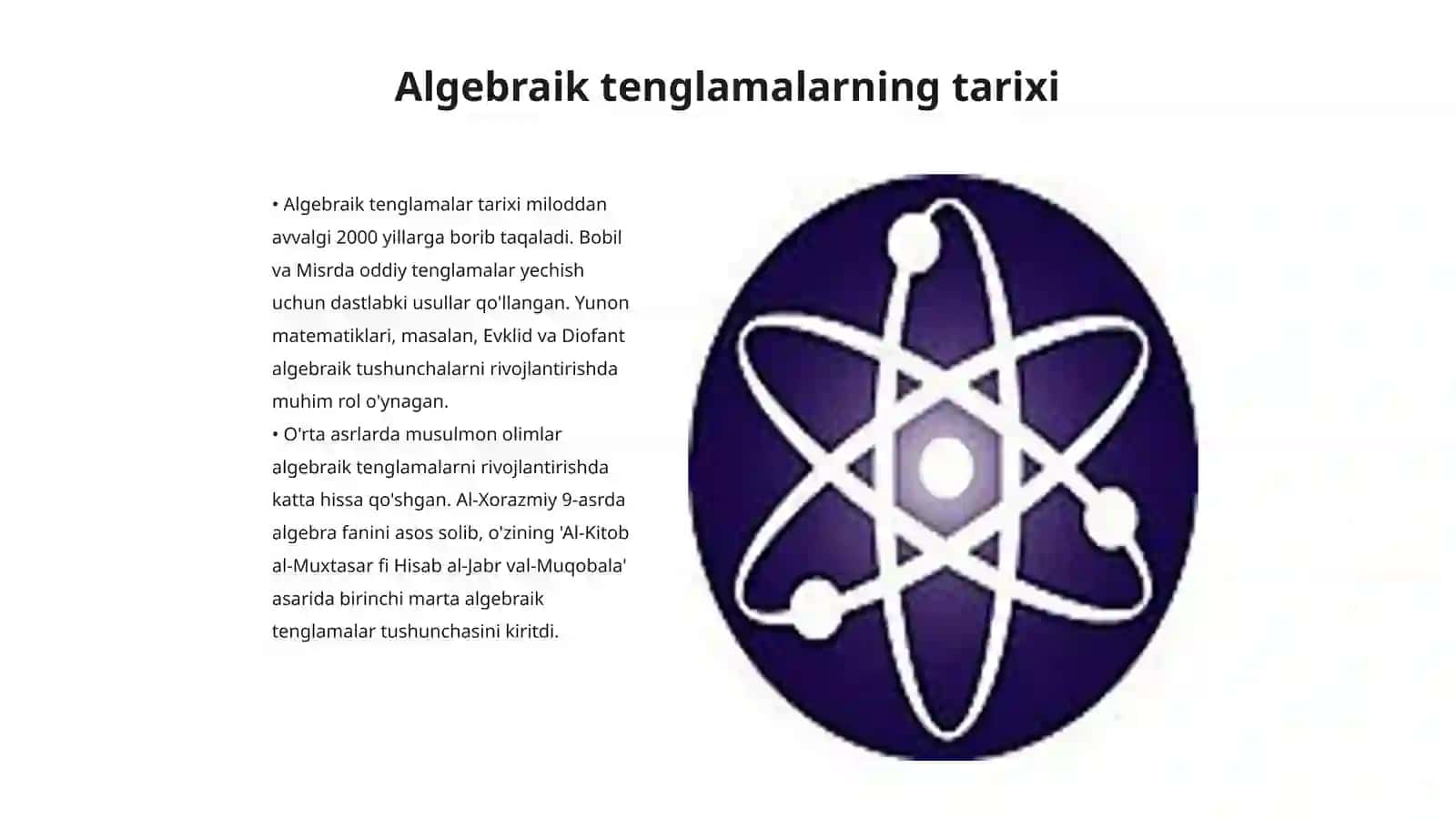 Algebraik tenglamalar 3