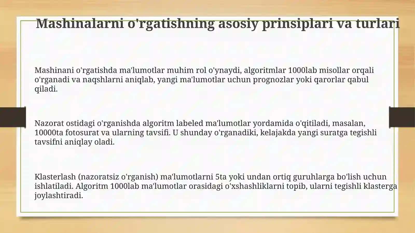 Mashinalarni o'rgatish algoritmlarining ishlash prinsiplari va amaliy qo' llanilishi 3