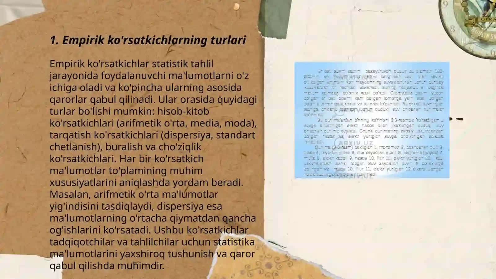 Empirik ko‘rsatkichlar. Statistik baho va uning xossalari 3