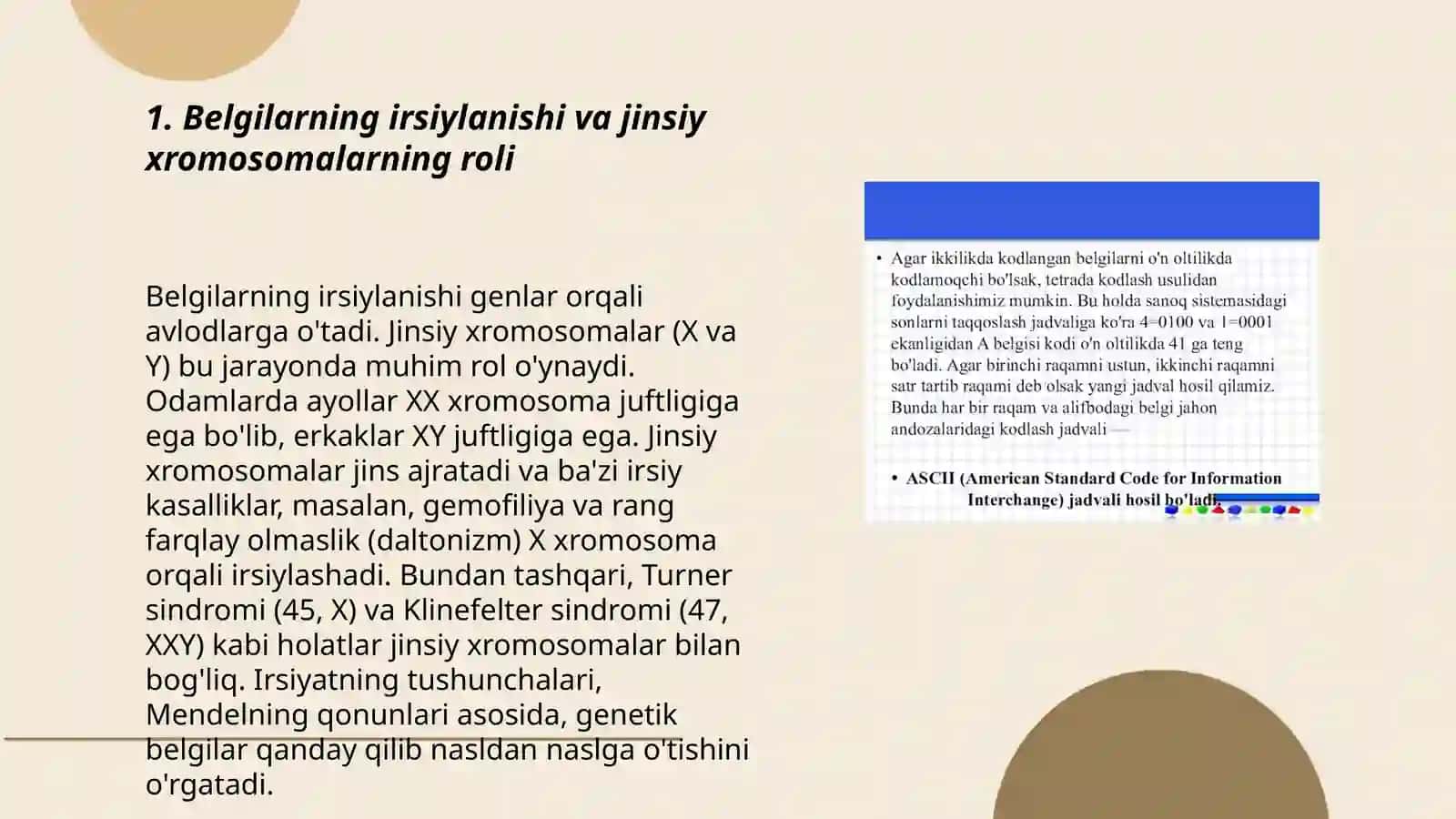 Belgilarni jins bilan birikkan holda irsiylanishi 3