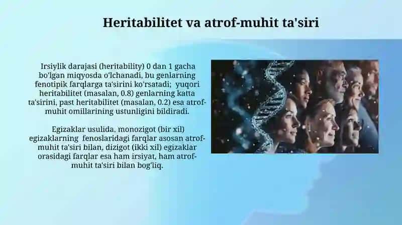Odam genetikasi va Tibbiy genetika.Egizaklar usuli 3
