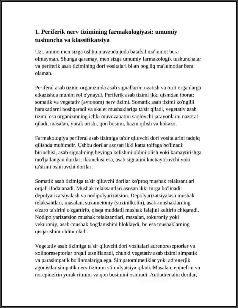 PERIFERIK NERV TIZIMIGA TAʼSIR QIADIGAN DORI VOSITALARI. EFFERENT INNERVATSIYA 3