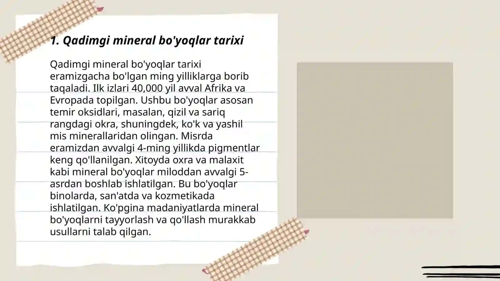Qadimgi mineral bo'yoqlar tarixi 3