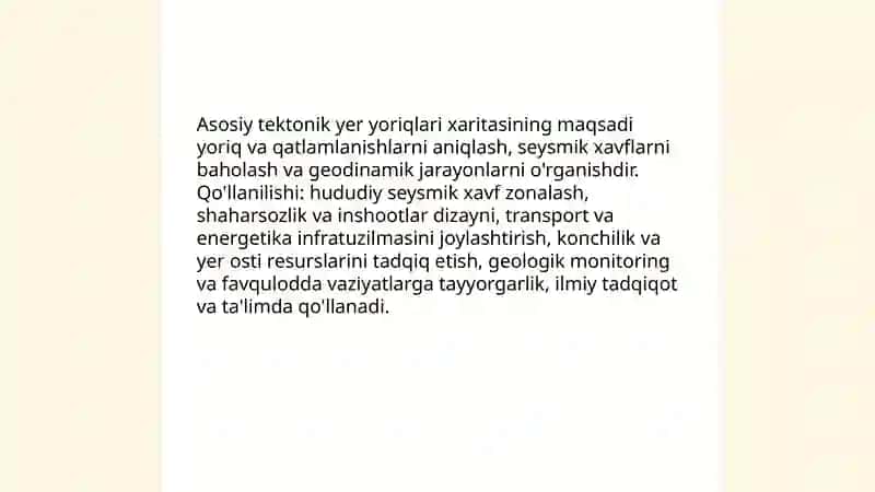 Asosiy tektonik yer yoriqlari xaritasi bilan ishlash 3