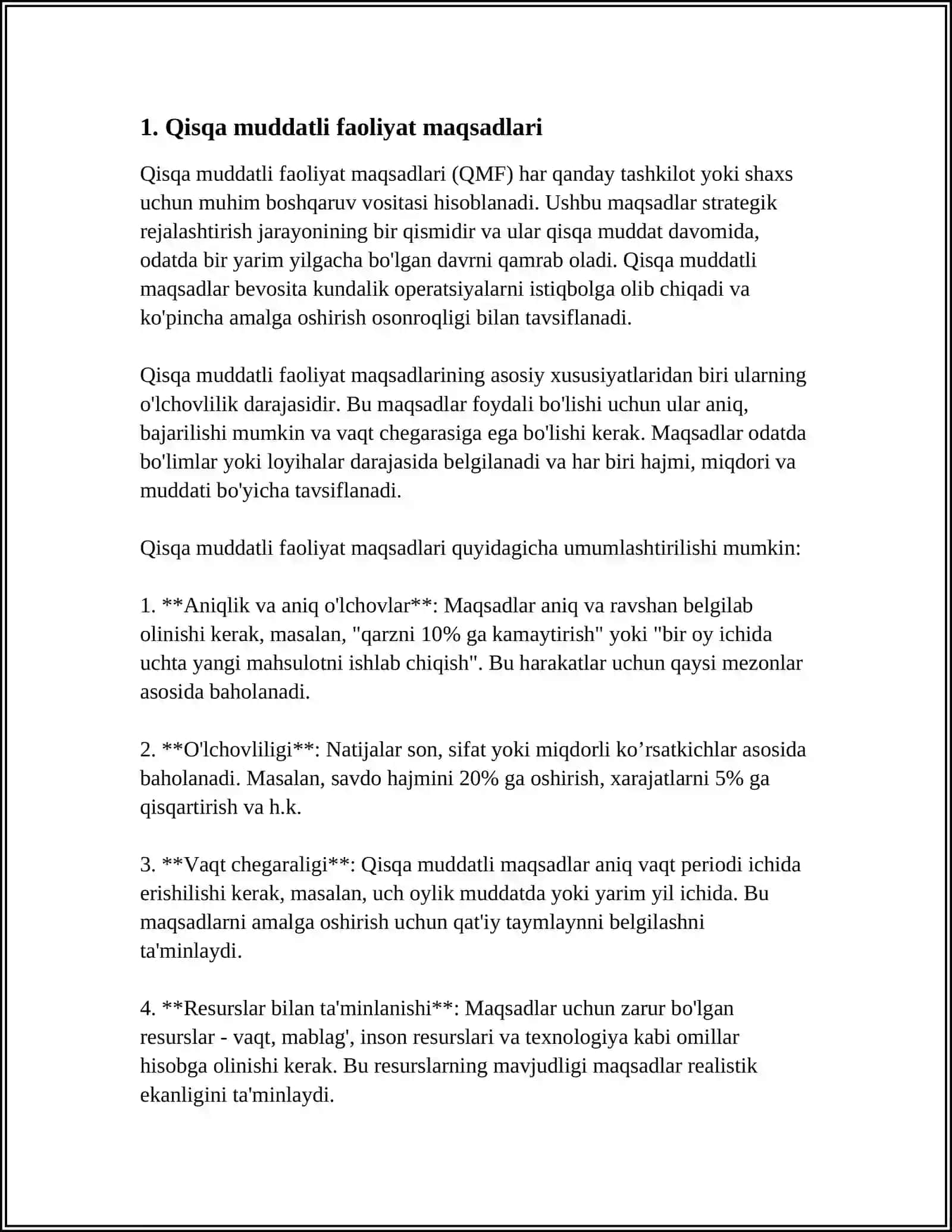 KORXONANING QISQA MUDDATLI VA UZOQ MUDDATLI ORALIQDAGI FAOLIYATI 3