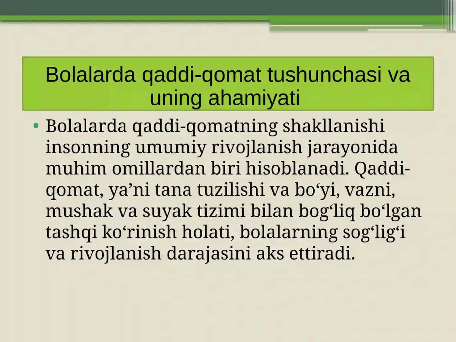 Bolalarda qaddi qomatning shakllanishi va kamchiliklari 3