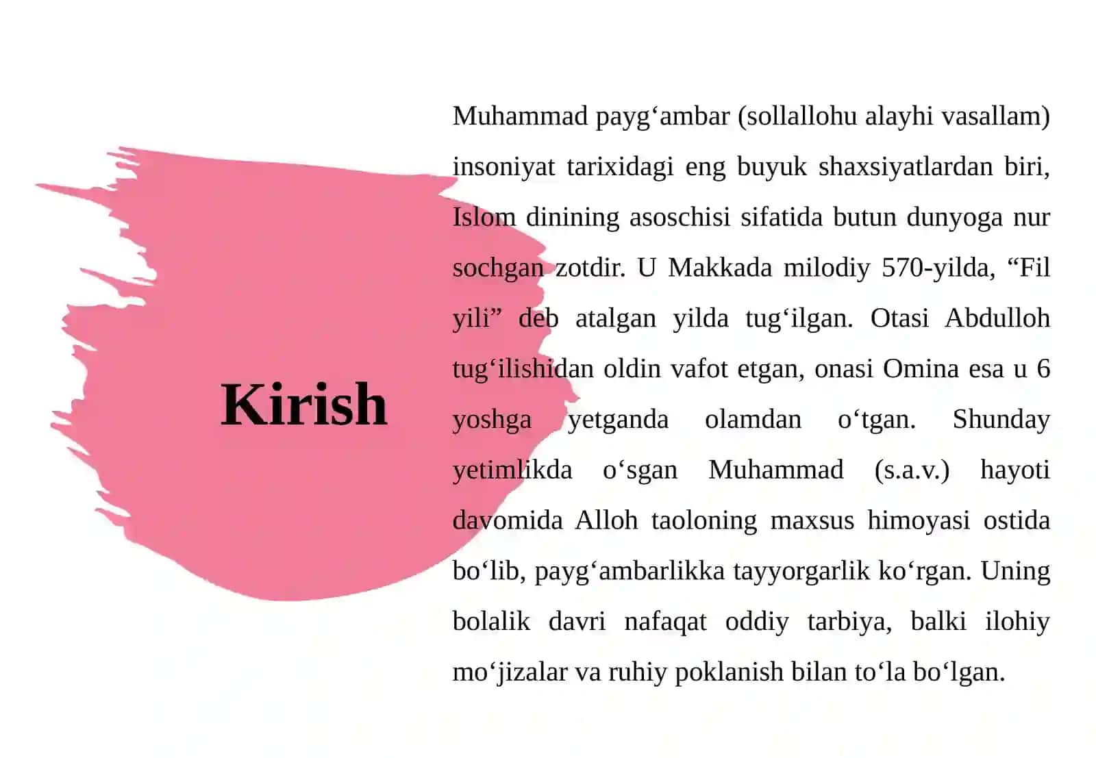 Muhammad payg’ambar islom dini asoschisi sifatida,payg’amabarning bolalik davri,shaqqi sadr voqeasi 3