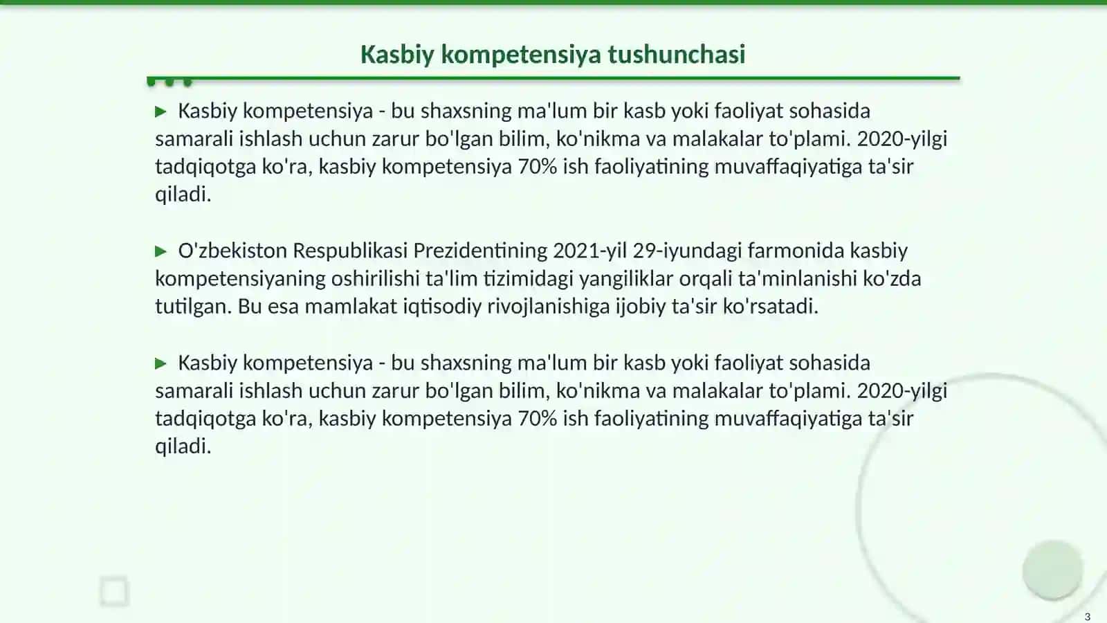 Kasbiy kompetensiyani oʻz zimmasiga yuklash oʻrni 3