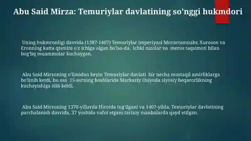 Boburnomada Temuriylar shahzodalar vasfi 3