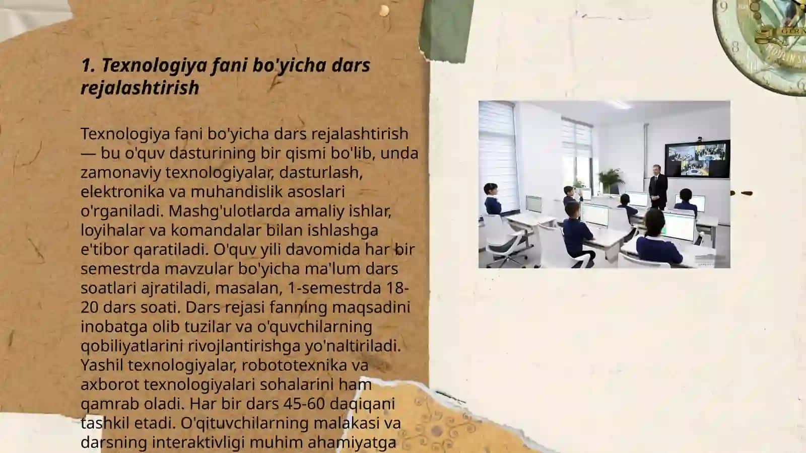 Texnologiya va uni o'qitish metodikasi darslarning talablari 3
