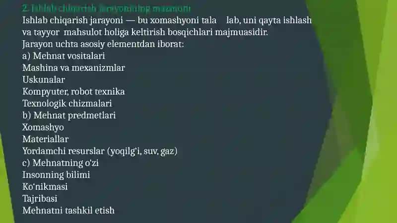 Ishlab Chiqarish Jarayoni va Uning Natijalari 3