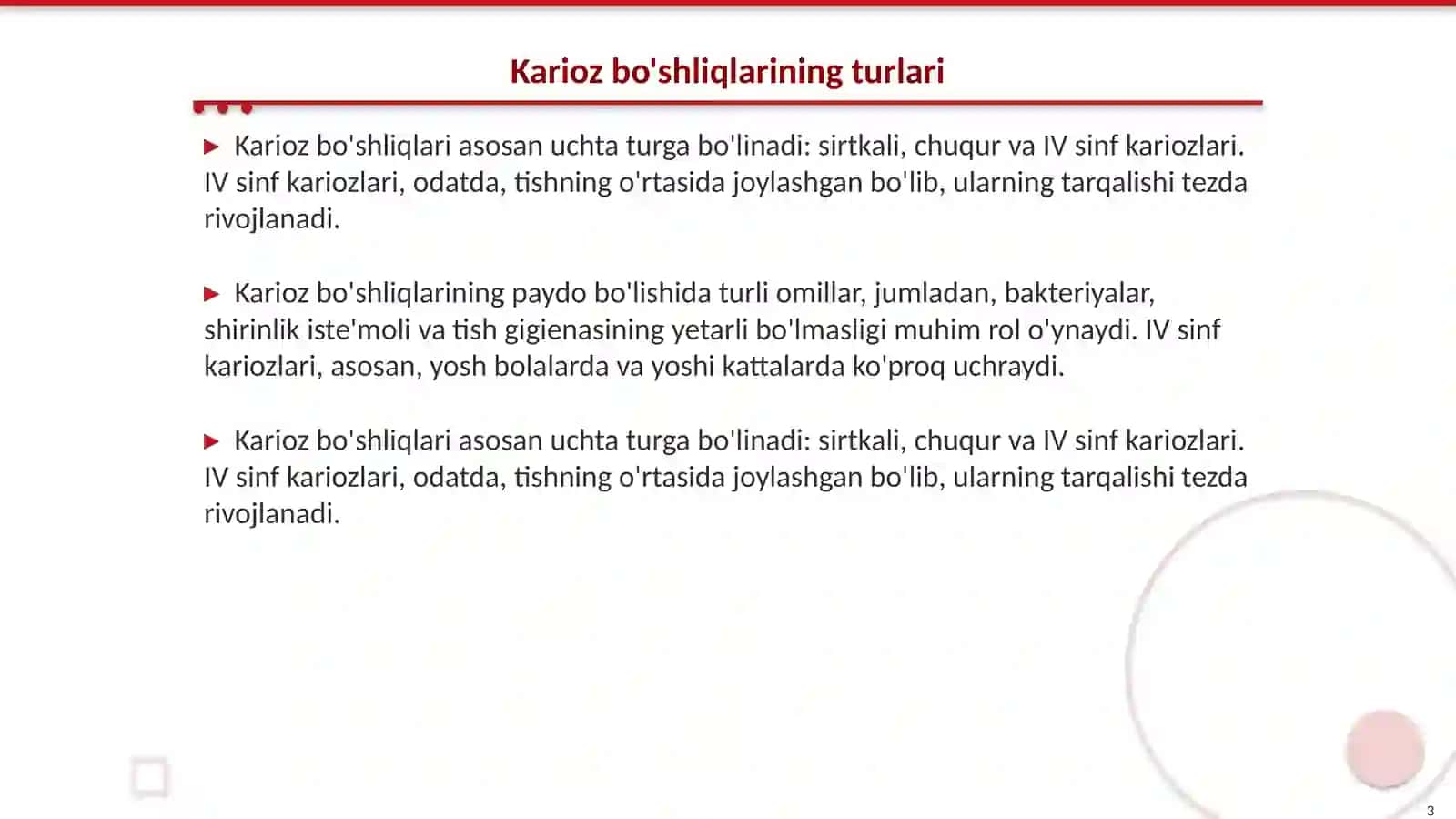 Fantomlarda IV sinf karioz bo'shliqlarini charxlash va plombalash 3