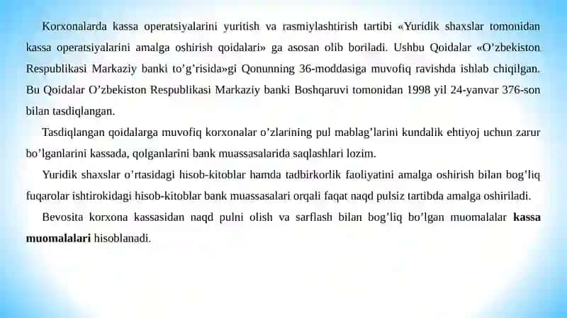 Hisob kitob siyosati bo‘yicha muomilalar hisobi. 3