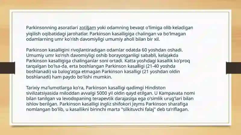Parkinson kasalligining davolash usullari 3