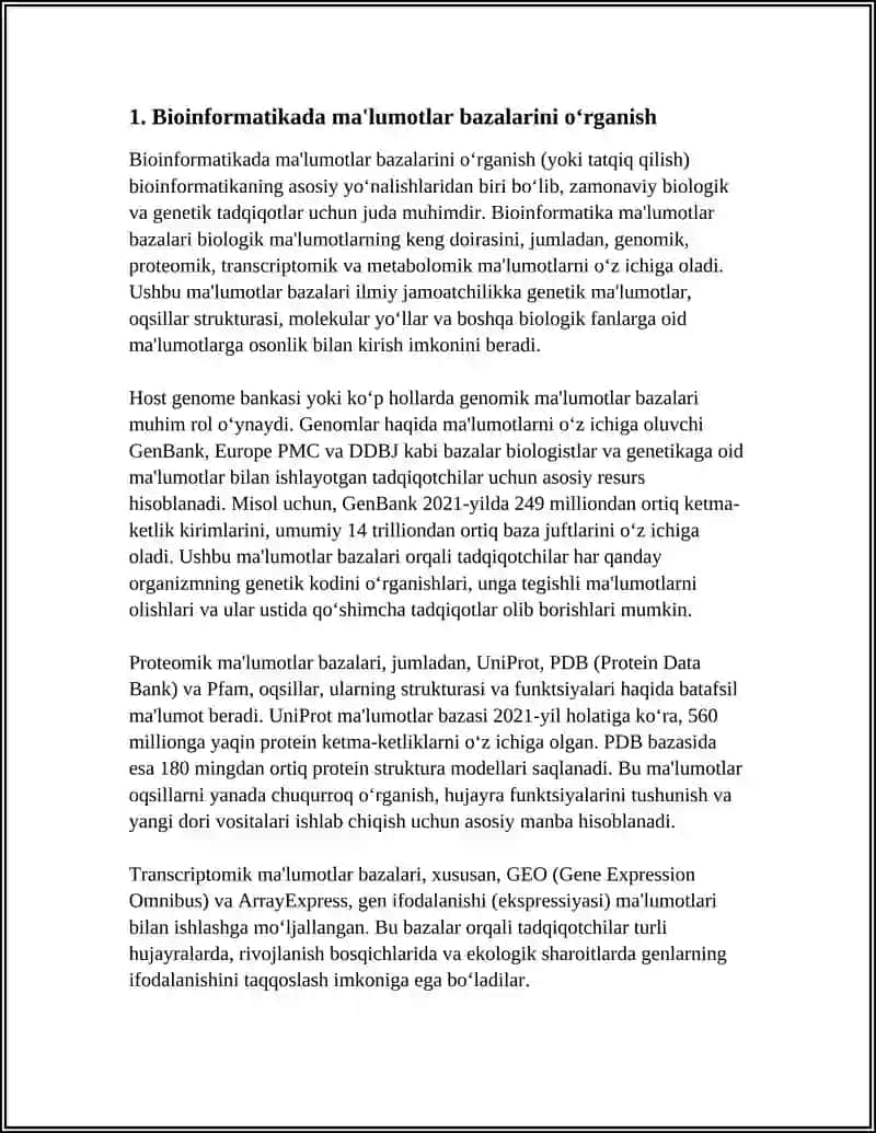 BIOINFORMATIKA VA BIOMEXANIKA FANIDAN 3