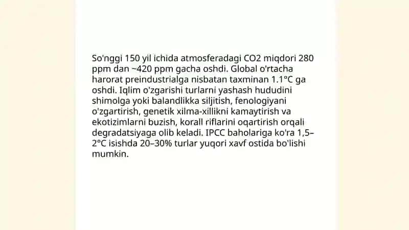 Ekologik muammolar. Iqlim o'zgarishining tabiatga ta'siri 3