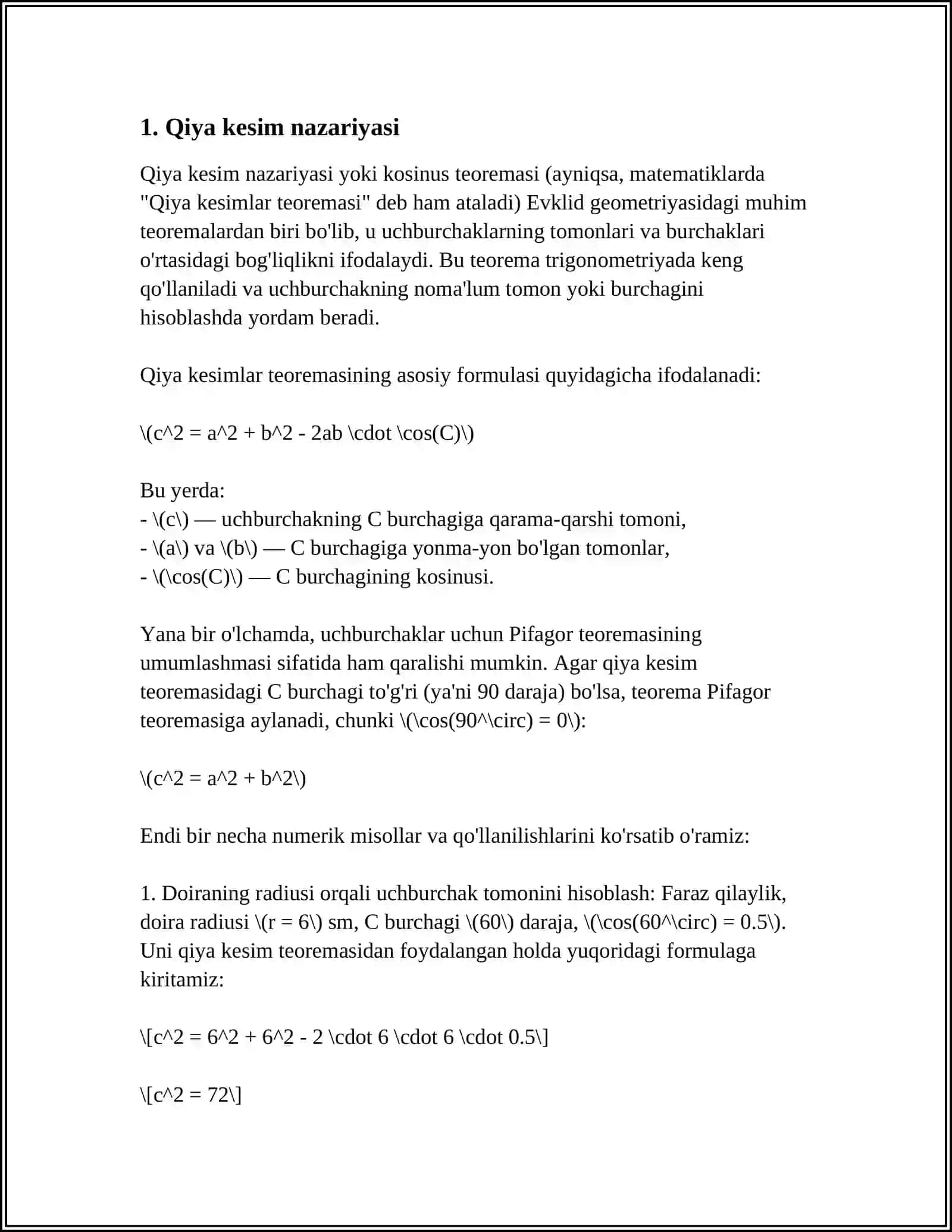 EGILUVCHI ELEMENTLARNI QIYA KESIM BOʻYICHA MUSTAHKAMLIGINI HISOBLASH 3