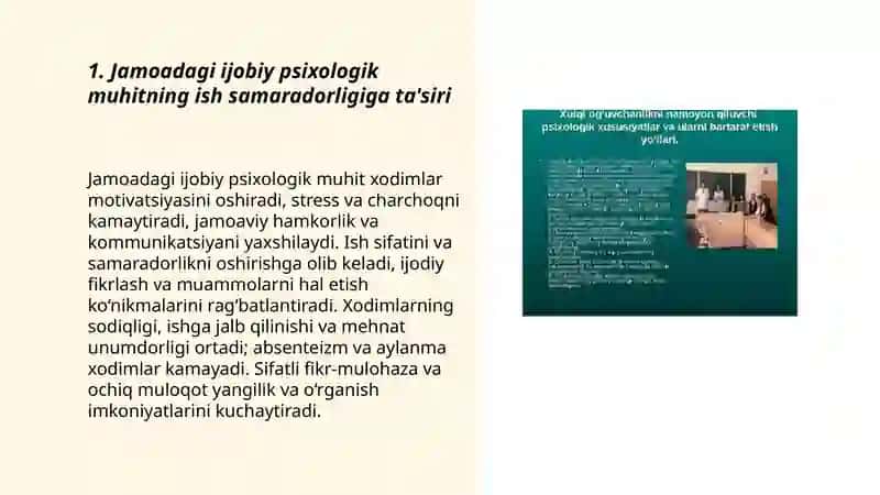 Jamoadagi psixologik muhit va uning samaradorlikka ta'siri 3