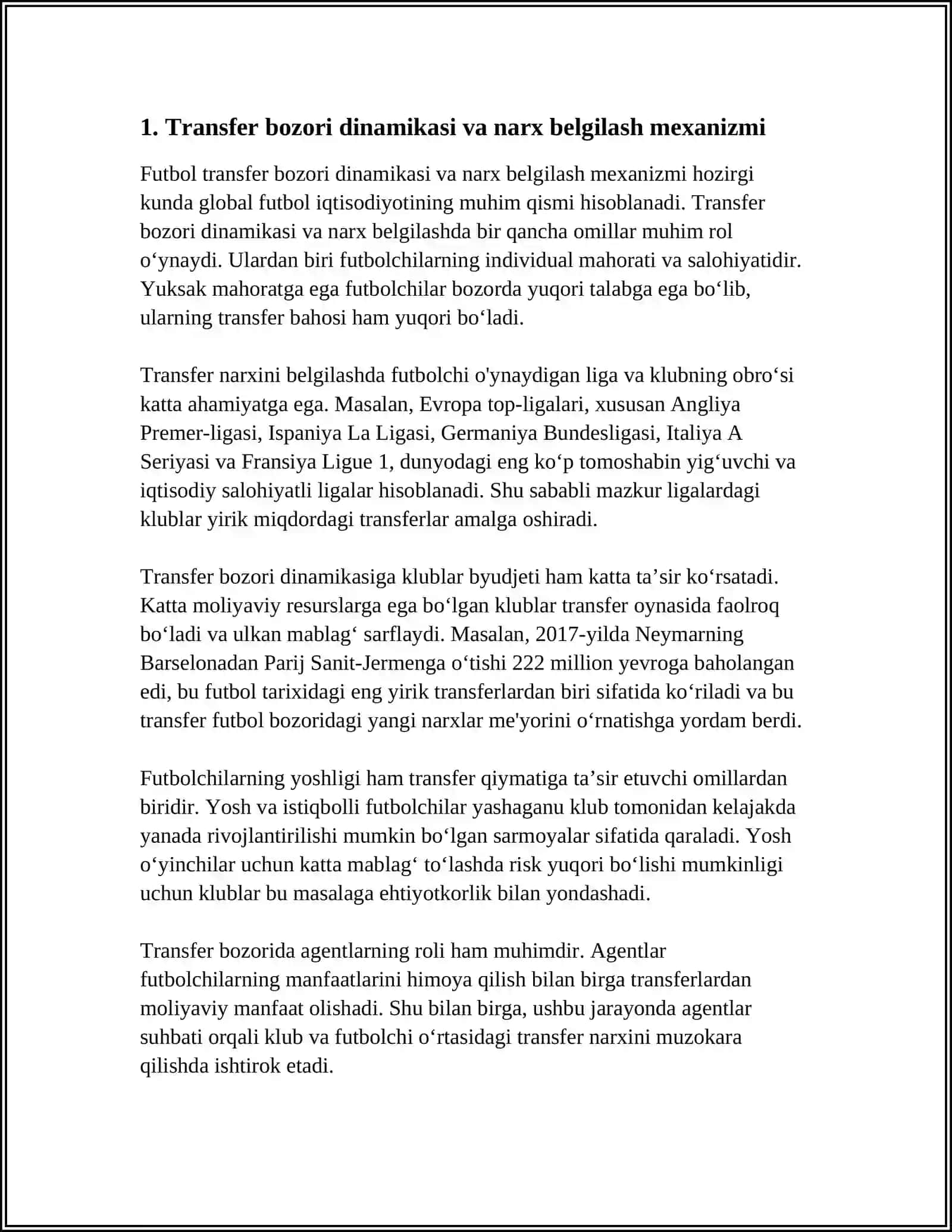 FUTBOL O'YININING IQTISODIY TOMONI: TRANSFERLAR, KLUBLAR BYUDJETI 3