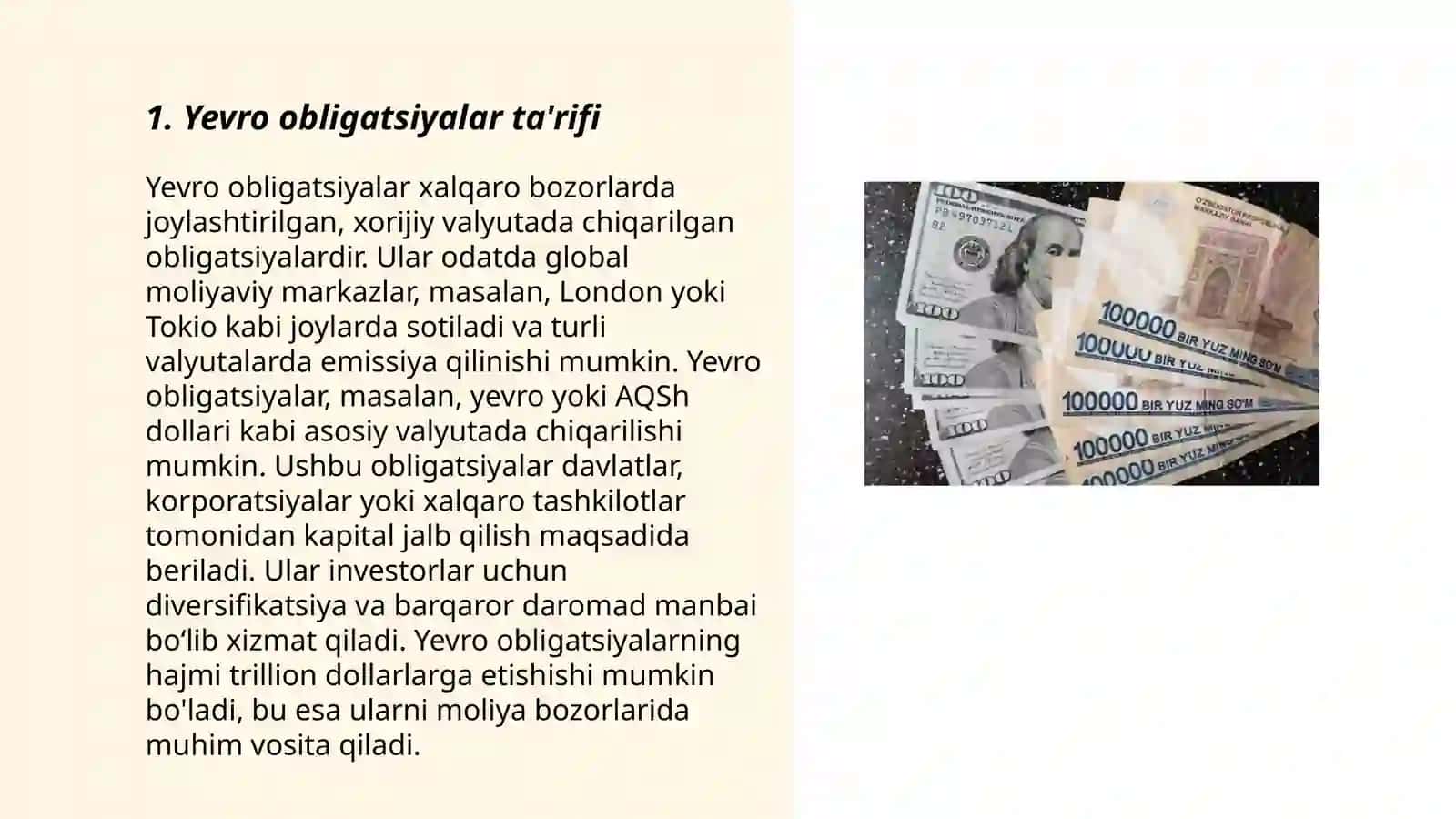Yevro obligatsiyalar ta'rifi va ularning afzalliklari 3